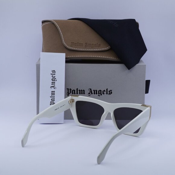 Palm Angels PERI099 HOLLYWOOD 0107 Sunglasses White Cat Eye Frame, Grey Lenses - Picture 11 of 11